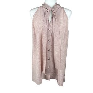 Lafayette 148 Silk Tie Neck Sleeveless Blouse L